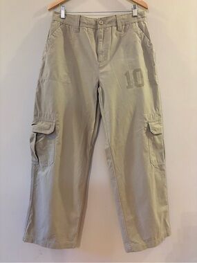 VTG Nike Khaki Cargo Pants Wide Leg Y2K Skater Gorpcore Stencil 10, Sz M, 34